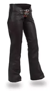 Women's Black Low Rise Motorcycle Leather Chaps