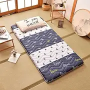 Tatami Mattress, Japanese Mattress Topper Foldable Roll Up Feather Cotton Futon Floor Sleeping Mat for Camping, Bedroom, Tent, Guest Bed, Mattress Topper Full 140X200cm Thick 5cm
