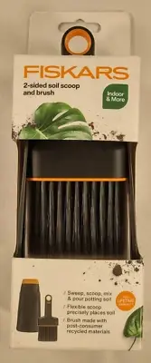 Fiskars Indoor and More Double-Sided Scoop and Brush Dustpan, Orange and Black