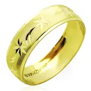 Men's 14K Yellow Gold 6mm Dia Cut Wedding Band Right Hand Plain Ring / Gift Box