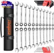 48pc Ratchet Wrench Set Spanner Hex Key Metric SAE Allen Key Pouch