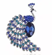 2" Silver-Tone Peacock Rhinestone Brooch Lapel Pin New Free Ship B1858