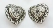 Pair Jeremiah Watt Heart White Bronze Conchos 1 3/4" Bridle Loop Back Horse Tack