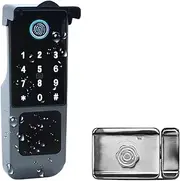 Tuya WiFi Smart Door Lock Biometric Fingerprint APP Remote Unlock Card Passcode Key Outdoor Waterproof Digital Electronic Lock Slimline Design(A-3) Aqiong