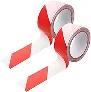 CATIEBYE 2 Rolls Red White Striped Caution Tape Non Adhesive Safety Barrier Tape for Construction Sites Halloween Parties and Hazard Marking High Visibility Red Caution
