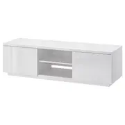 BYÅS TV bench, high-gloss white, 160x42x45 cm