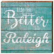 Raleigh, NC Home Decor Sign Printed On Real Wood HAP5D-B 10 1/2" x 10 1/2"