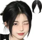 Real Topper Middle Side Part Human Hair,Clip in Bangs, Hair Toppers for Women Real Human Hair No Bangs, Crown Topper Clip in Hairpieces for Women with Thinning Hair,Short Brown Wigs