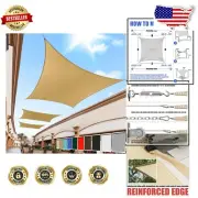 12' x 20' Beige Rectangle Sun Shade Sail - 95% UV Blockage & Heavy-Duty Fabric