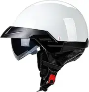 Motorcycle Open Face Helmet DOT ECE Approved Motorbike Moped Scooter Crash Half Helmet with Flip Down Sun Visor Quick Release Jet Pilot Half Shell Helmet for Adult Men and Women A,XL61-62CM