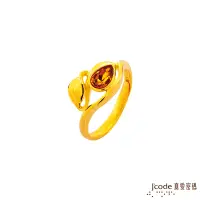 在飛比找Yahoo奇摩購物中心優惠-J code真愛密碼金飾 葉之相伴黃金/珊瑚戒指