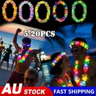 5-20pcs Hawaiian Tropical Beach Flower Lei Leis LED Glow Garland For Hula Party