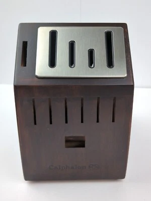 CALPHALON 12 Slot Hardwood Knife & Scissors Storage Block Cherry Finish - NEW!