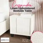 Boucle Bedside Table 2 Drawers Upholstered Soft Modern Storage Cream White