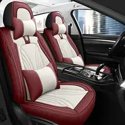 QIOZO ar Seat Covers Universal Full Set for Suzuki Lj80/Samurai/Sc100/Sj410/Sj413/Splash/Super Carry/Swace/Swift/SX4/Vitara/Wagon R/Wagon R+/X-90 Pelle Auto Parts/Waterproof/Red Deluxe Edition