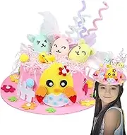 CKCSHI Easter Bonnet Kit, Easter Felt Hat, DIY Easter Bonnet Set, Easter Bonnet Decorations kit, Make Your Own Easter Bonnet Hat for Easter Craft Easter Party DIY Design Supplies