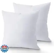 QUBA LINEN 18 x 18 Throw Pillow Insert - Pack of 2 White, Down Alternative Pi