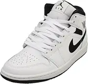 [Nike] Jordan Men's 1 Mid White/Black-White-Black (DQ8426 132), White/Black-white-black, 8