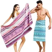 DEZAL Pool and Sand Free Beach Towels, Microfiber, for Adults and Kids - Bath, Sports, and Fitness Towel with Mesh Carry Bag - Quick Dry, Super Absorbent - Gear for Outdoor Activities, 5' x 2.5'