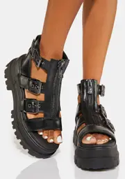 [Buffalo] GLD Zip Platform Sandals