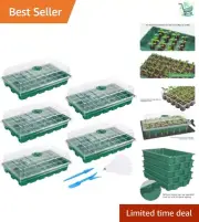 5-Pack Seed Starter Trays with Humidity Vented Domes - Efficient Propagation Kit