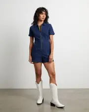 Avianna Denim Boilersuit in Ink Blue