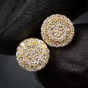 Yellow Gold Sterling 0.30Ct VVS Moissanite Round Cluster Stud Earrings