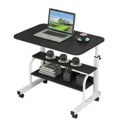 Mobile Desk Height Adjustable Sit to Stand Table Tray Sofa Side Bed Laptop Cart Portable with Wheels Overbed Rolling (Color : Black )