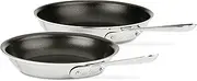 [All-Clad] 410810 NSR2 Stainless Steel Dishwasher Safe Oven Safe PFOA-Free Nonstick 8-Inch and 10-Inch Fry Pan Set, 2-Piece, Silver