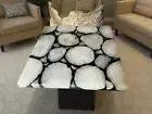 18" Square White Agate Stone Coffee Table Luxury Gemstone Modern Arts Garden Dec