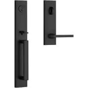 Baldwin Santa Cruz Full Plate Single Cylinder Keyed Entry Handleset, Satin Black