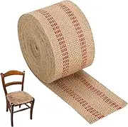 NATGAI Craft Jute Webbing Tape, 10 Yards Width 3.5" Roll Natural Burlap Red Line Jute Webbing Ribbon Upholstery Chair Webbing Tape