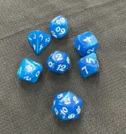 Die Hard Dice Wishing Song Blue w/White Dice Set DnD RPG Dungeons n Dragons