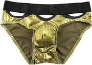 [JEShifangjiusu] Mens Metallic Shiny Thong Underwear Elastic Low Waist Hollowed Boxer Shorts Bulge Pouch Thongs Briefs Bikinis