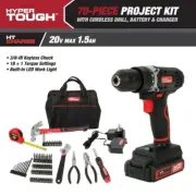 20V Max Li-ion 3/8 "cordless drill, 71-piece household tool set, Hyper Tough