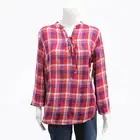 Woodland Creek Women's Lace Up Plaid Top - 2XL