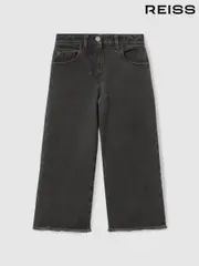 Reiss Grey Grayson 13-14 yrs Wide Leg Frayed Jeans (E63232) | $120
