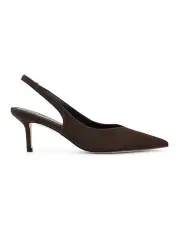 [Siren] Yory Slingback Kitten Heels in Chocolate Brown Suede