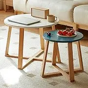 EKDJSN Round Nesting Table Set, Coffee Tables with Trapezoidal Frame Design, Large Desktop Storage, Open Bottom Design, Sturdy and Easy Assembly, for Small Spaces