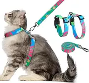 Cat Harness and Leash for Walking, Adjustable & Lightweight Easy Control Breathable Comfortable Soft Kitten Harness Escape Proof for Large Cats Use Safe & Easy Outdoor Walking Travel