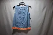 NWT INSTA GIRL Blue Fringe Trim Boho Top & Pant Set Size M (10-12)