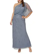 Adrianna Papell Plus Long Beaded Dress