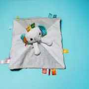 Bright Starts Blanket Plush Lovey Security Gray Elephant Tactile Ribbons New