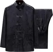 [Diwimiki] Chinese Martial Arts Uniform Tang Suit for Men Breathable Fabric Kung Fu Wing Chun Hanfu Traditional Suit