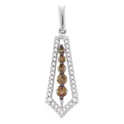 14k White Gold Brown Diamond Vertical Journey Pendant 1/2 Cttw