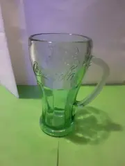 Vintage Libbey Green Coca Cola Thick Heavy Ice Cream Soda Float Glass Mug Handle