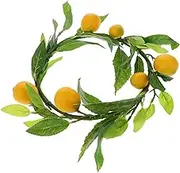 Gatuida 1pc Lemon Wreath Garland with Green Leaves Iron Hoop Door Wall Decor for Festive Atmosphere for Shop Windows and Photography Artificial Decoration