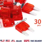30pcs Auto Fuses 10AMP APM/ATM 32V Mini Blade Style Fuses 30A Car Fuse (Red)