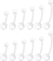[cuhostki] Pregnancy Belly Bar Belly Button Rings,Hybrid Multi Size Pregnant Women's Flexible Bioplastic Abdominal Navel Button Ring Fixator with 12-18mm Acrylic Short Belly Bar, ONE SIZE, Acrylic, No