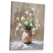 Vintage Spring Flower Snowdrops Wall Art Decor Canvas, Farmhouse Floral